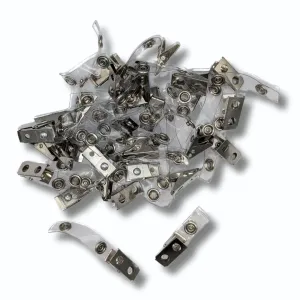 OfficeGear Crocodile Lapel Clips [50 Pack] for Event Badge ID Card, Name Tag Holder - Metal Clip with Loop and Press-Stud