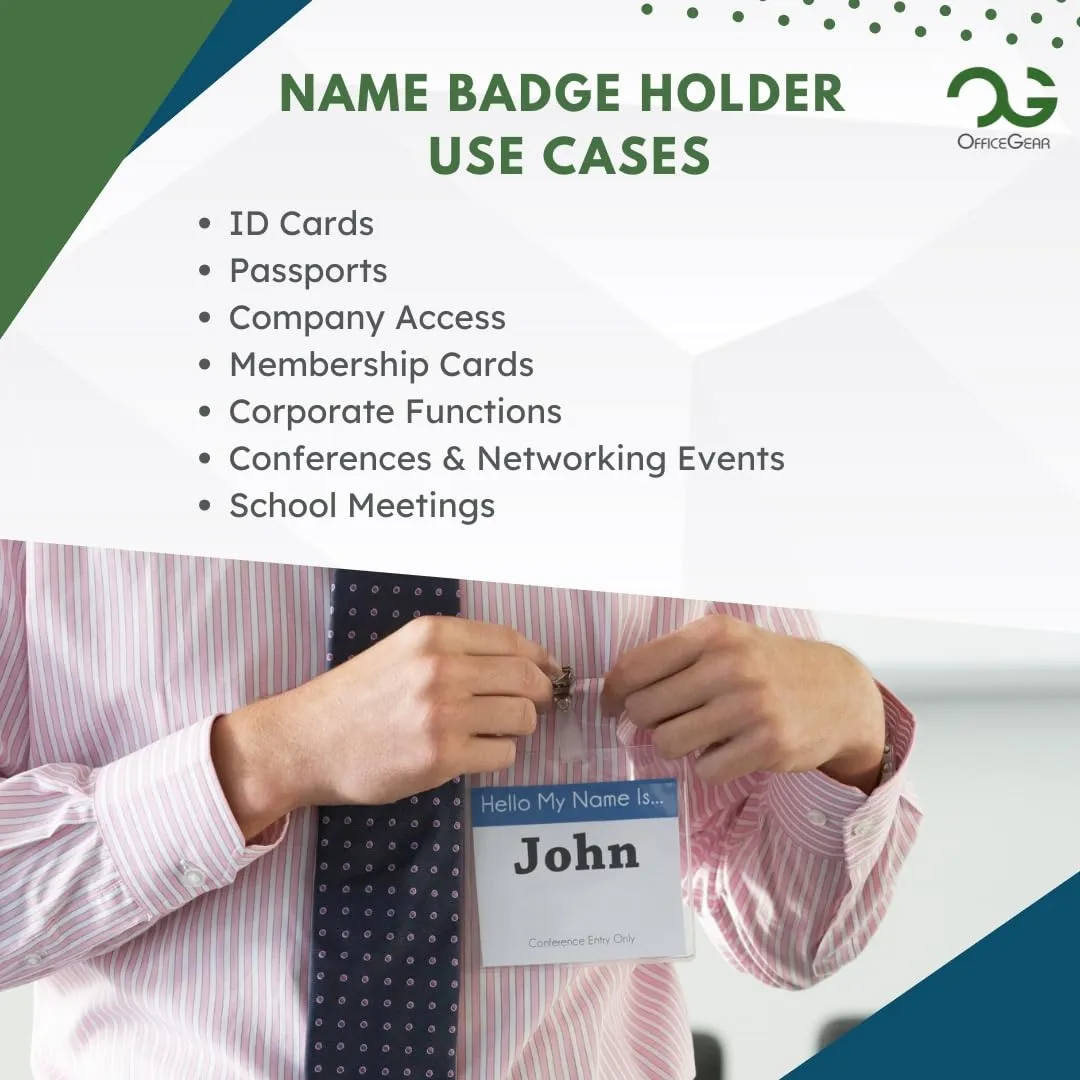 OfficeGear Event Badge Holder [50 Pack] Vertical Hanging Size A6 (4x6 inch 105x150mm) Plus Printable Inserts - Ziplock Vertical Holder for ID Cards, Passports, Delegate, Exhibitor, Visitor Badge
