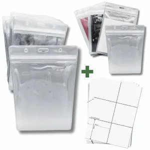 OfficeGear Event Badge Holder [50 Pack] Vertical Hanging Size A6 (4x6 inch 105x150mm) Plus Printable Inserts - Ziplock Vertical Holder for ID Cards, Passports, Delegate, Exhibitor, Visitor Badge