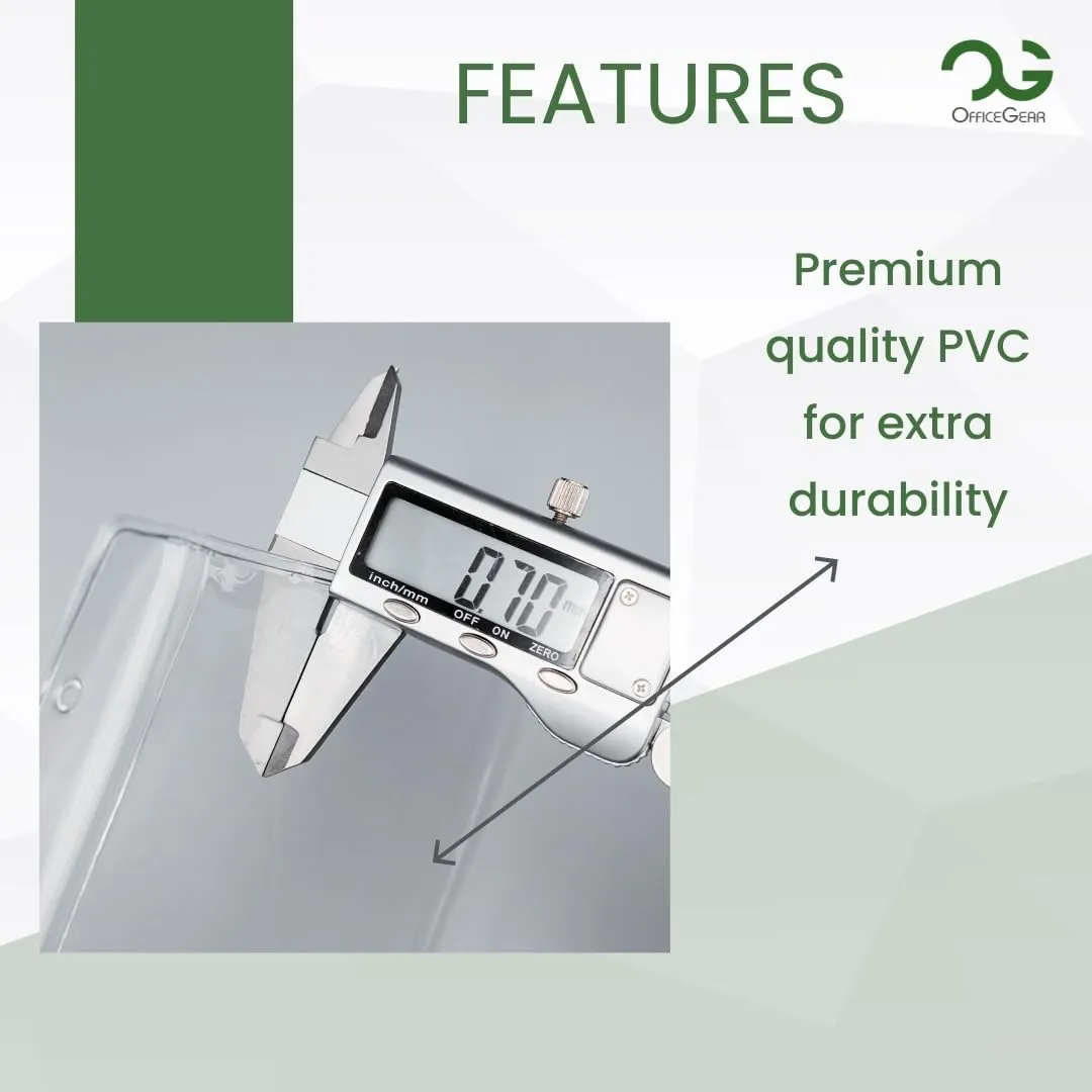 OfficeGear ID Badge Holder [100 Pack] Vertical Hanging Size A7 (3x4 inch 74x105mm) Plus 100x Lapel Clips - Ziplock Closure for ID Cards Licences Delegate Exhibitor Visitor Badges
