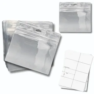 OfficeGear ID Badge Holder [50 Pack] Horizontal Hanging Size A7 (4x3 inch 150x74mm) Plus Printable Inserts - Ziplock Horizontal Holder for ID Cards, Licences, Delegate, Exhibitor, Visitor Badge