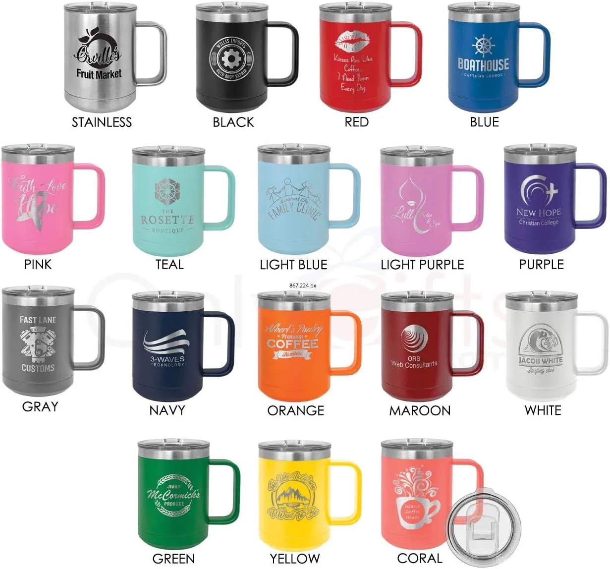 OH DEER Gray 15 oz Coffee Cup w/Slide Top Lid | Insulated Travel Coffee Mug | Birthday Or Christmas Gift Ideas From Women or Men | Compare To Yeti Rambler | ONLYGIFTS.COM