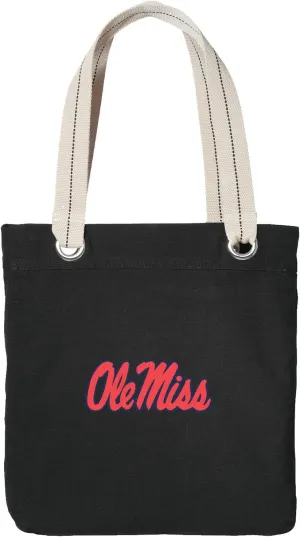 Ole Miss Tote Bag RICH COTTON CANVAS University of Mississippi Bags Black