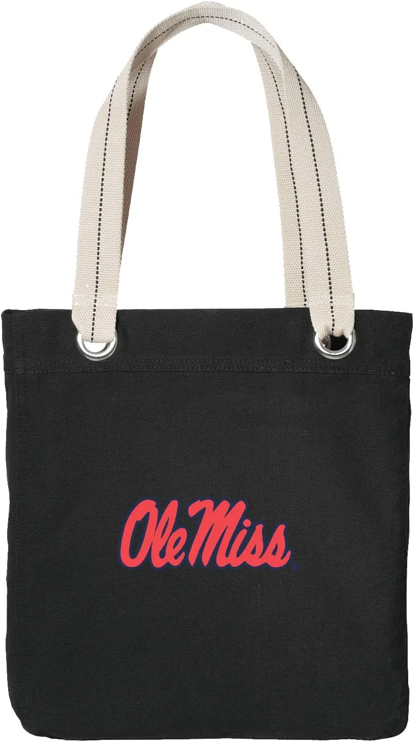 Ole Miss Tote Bag RICH COTTON CANVAS University of Mississippi Bags Black