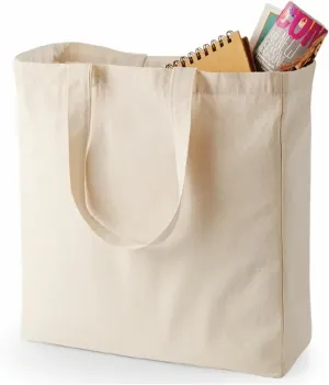 Organix 100% Cotton, 6-Pack Grocery Bag 15"x15", 12 Oz Large Tote Bag for Grocery with 2 Real Pockets and Sturdy Handle, Blank Reusable Grocery Shopping Structured Bag, Natural