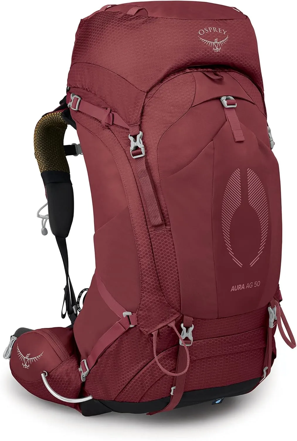 Osprey Aura AG 50L Women's Backpacking Backpack, Berry Sorbet Red, WM/L