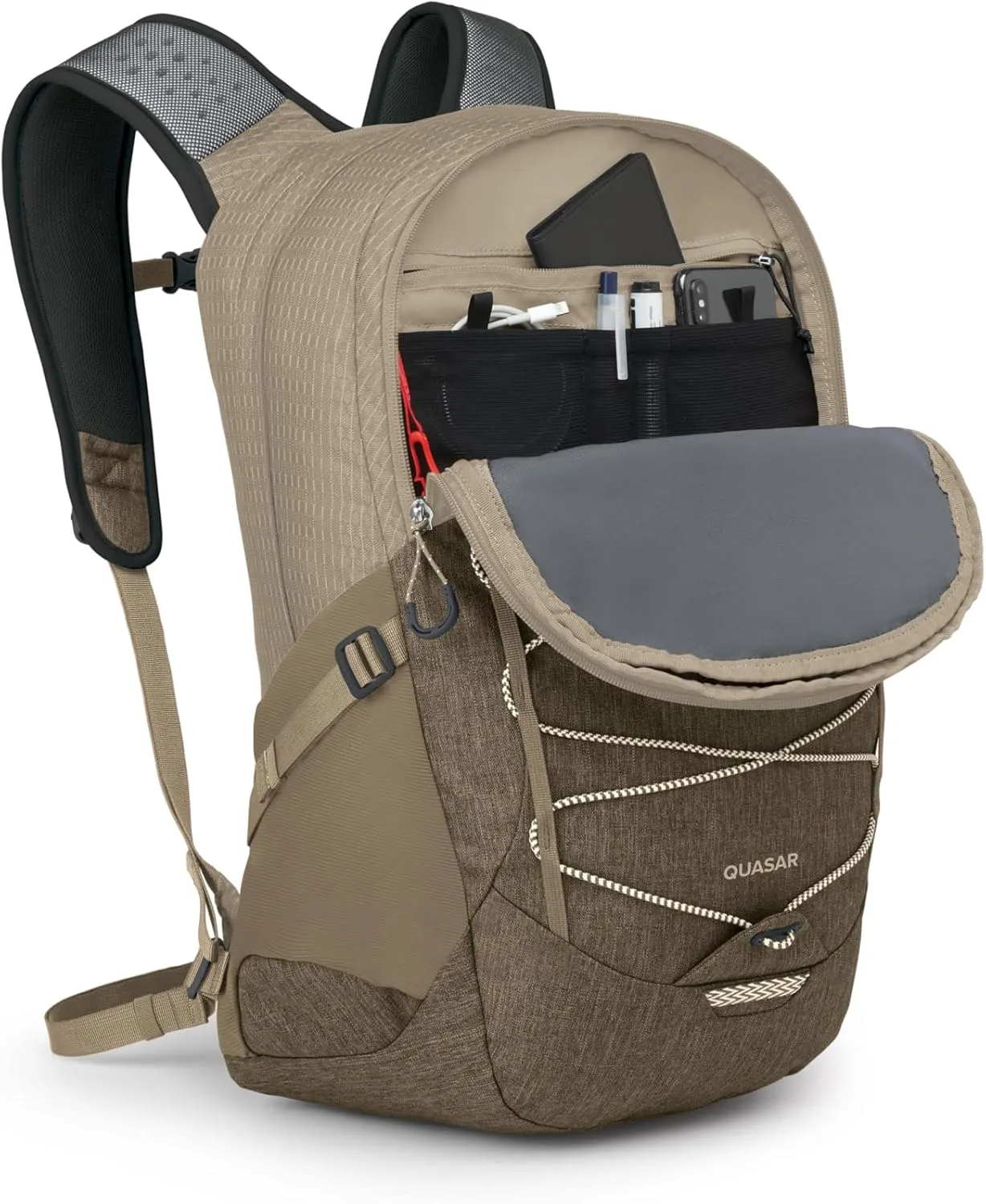 Osprey Quasar 26L Commuter Backpack, Alpaca Tan/Latte Brown Heather