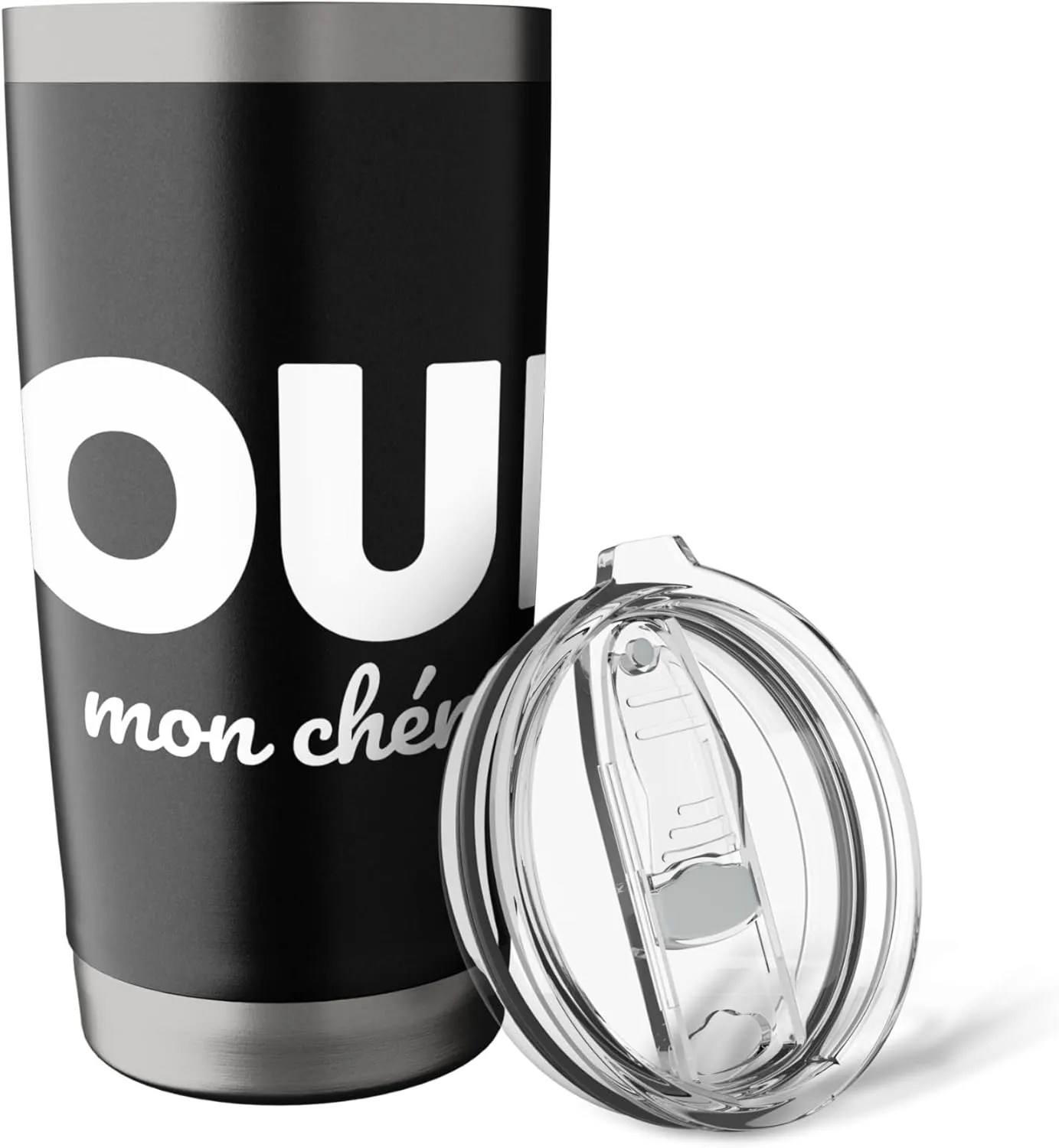 Oui Mon Cheri Cool French Expression Quotes Graphic Designs Stainless Steel Insulated Tumbler