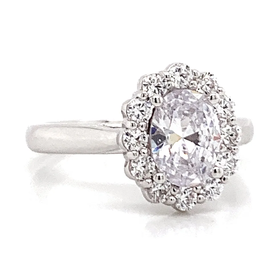 Oval Diamond Halo Engagement Ring Setting in White Gold
