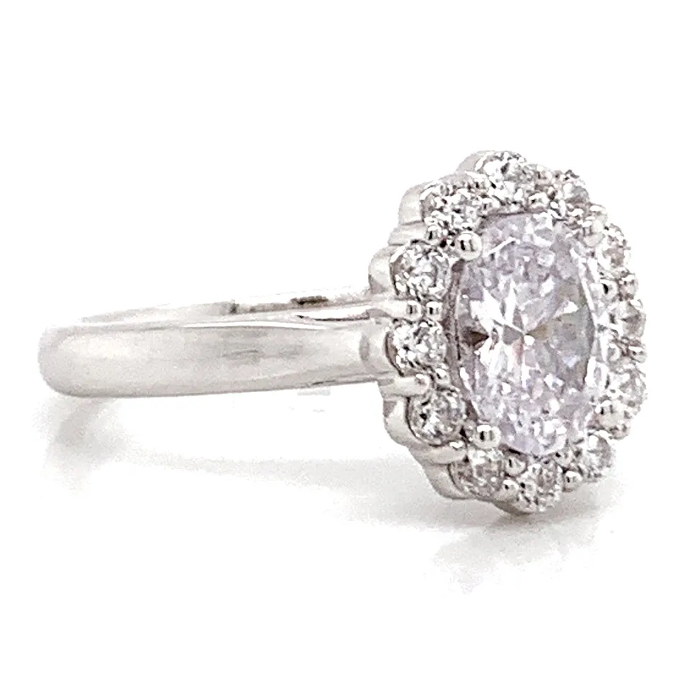 Oval Diamond Halo Engagement Ring Setting in White Gold