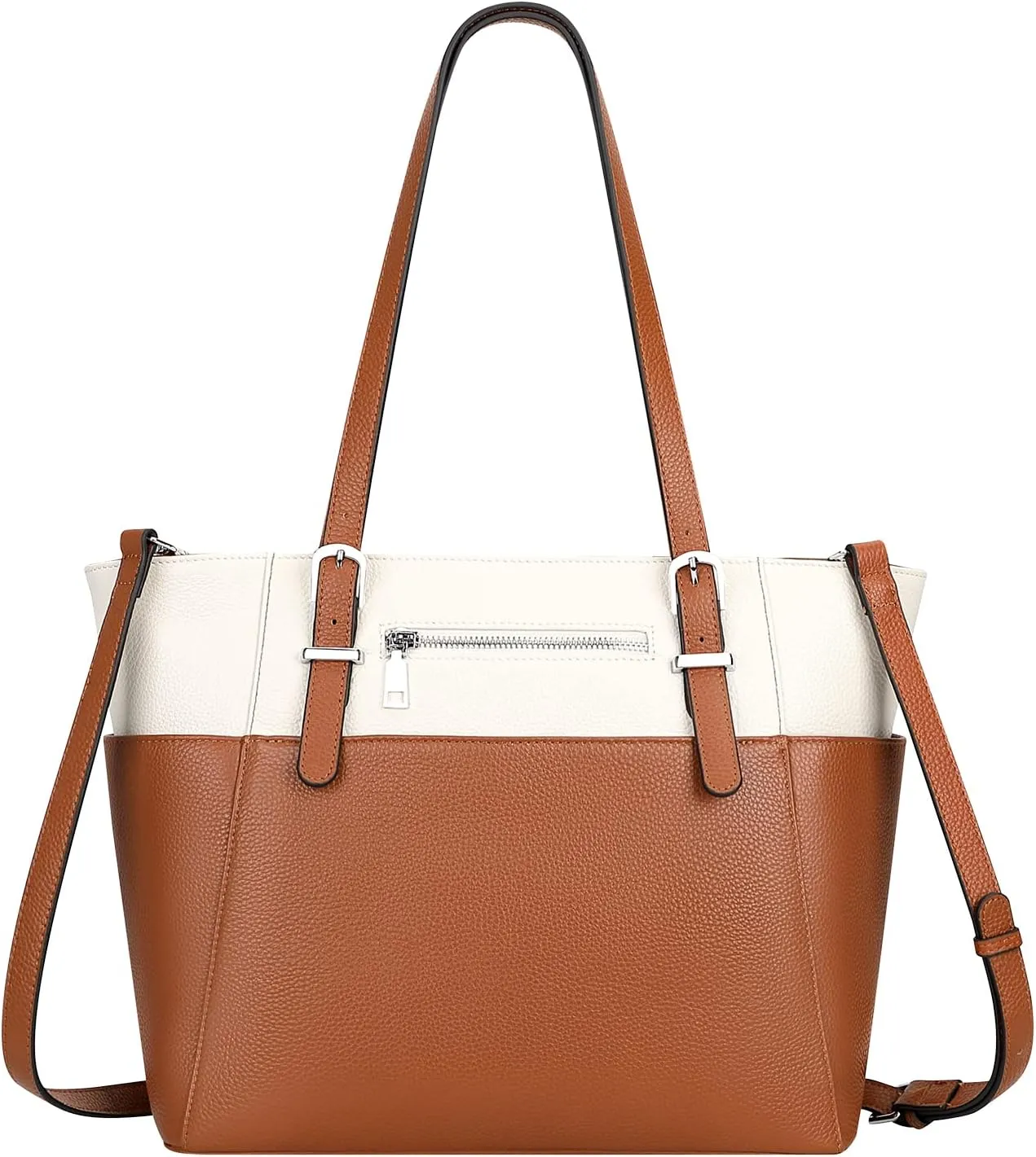Over Earth Women Genuine Leather Handbags Tote Shoulder Bag with Multi Pockets
