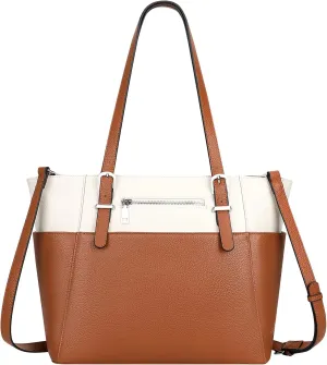 Over Earth Women Genuine Leather Handbags Tote Shoulder Bag with Multi Pockets
