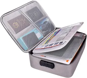 Oxford Document Organizer with Code Lock, Multi-Layer Storage Pouch Credential Bag, Portable Bag Without Vibration for MacBook,Passport,Package File Pocket with 2 Separators (Grey)