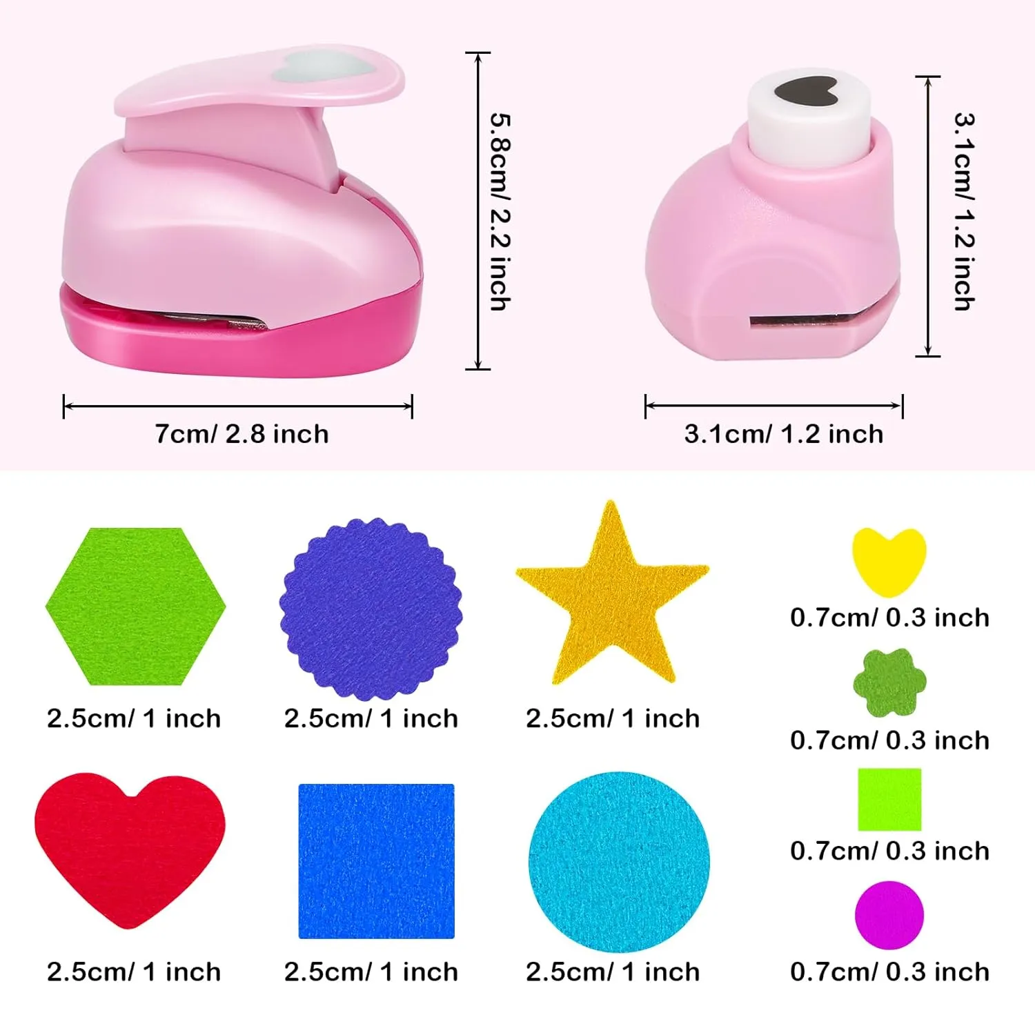 Paper Hole Punches for Crafting Scrapbook - 6 Pack 1 Inch & 4 Pack Small Paper Punches 10 Pack Scrapbook Punches (Circle, Star,Heart,Square,Wave Circle,Hexagon,Flower)