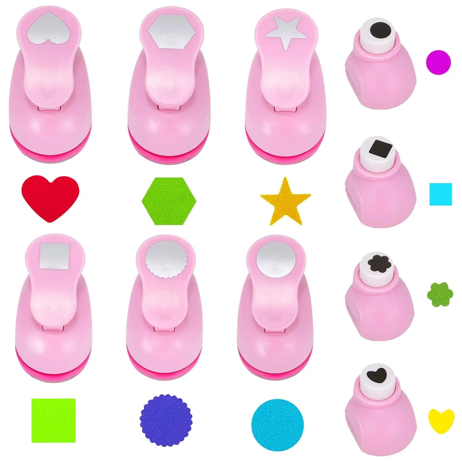 Paper Hole Punches for Crafting Scrapbook - 6 Pack 1 Inch & 4 Pack Small Paper Punches 10 Pack Scrapbook Punches (Circle, Star,Heart,Square,Wave Circle,Hexagon,Flower)