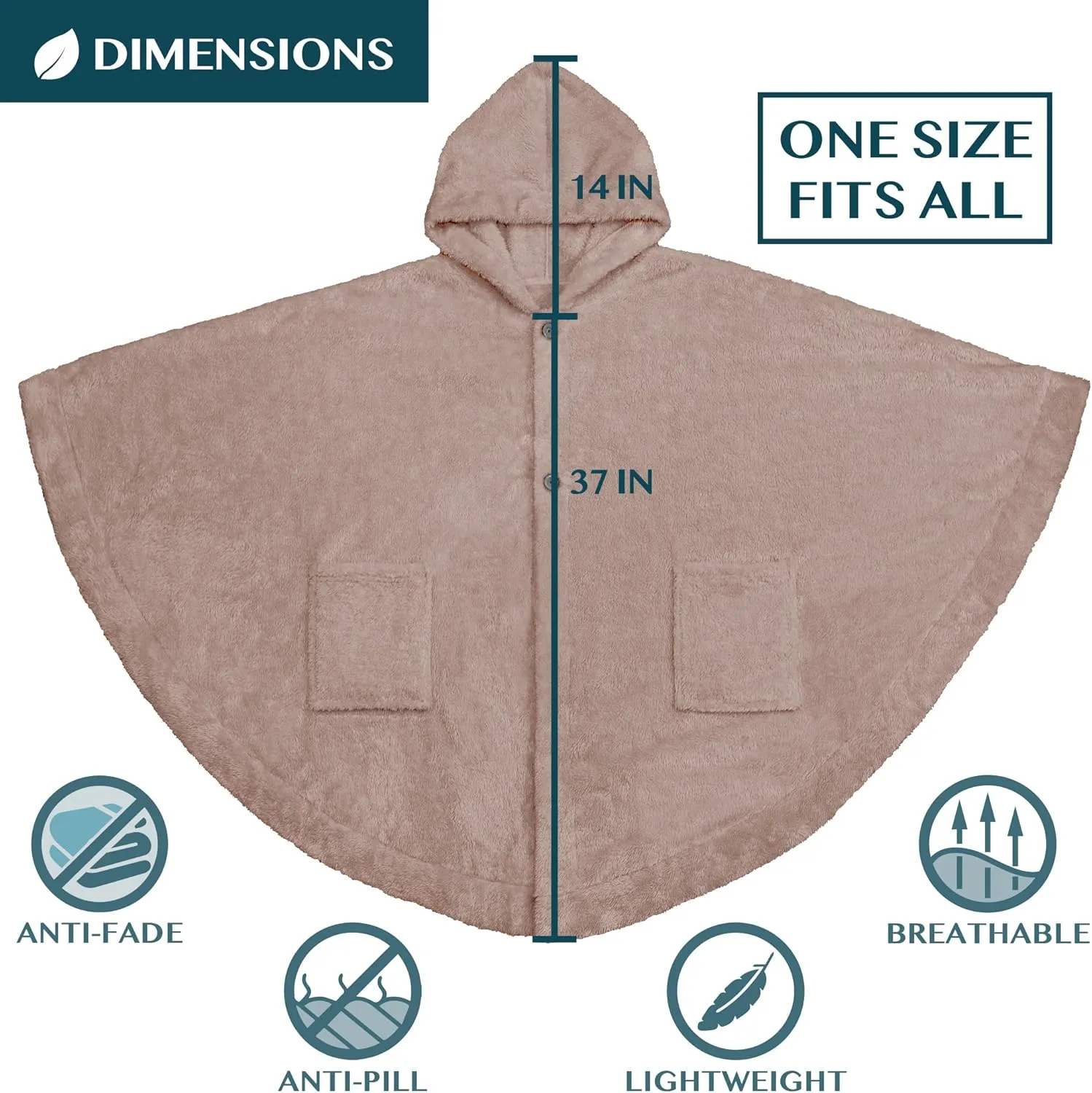 PAVILIA Angel Wrap Hooded Blanket Poncho, Wearable Blanket Throw Wrap Poncho for Women Adult, Cozy Fluffy Sherpa Fleece Shawl Cape with Hood pockets, Warm Gift for Mom Wife, Beige Taupe