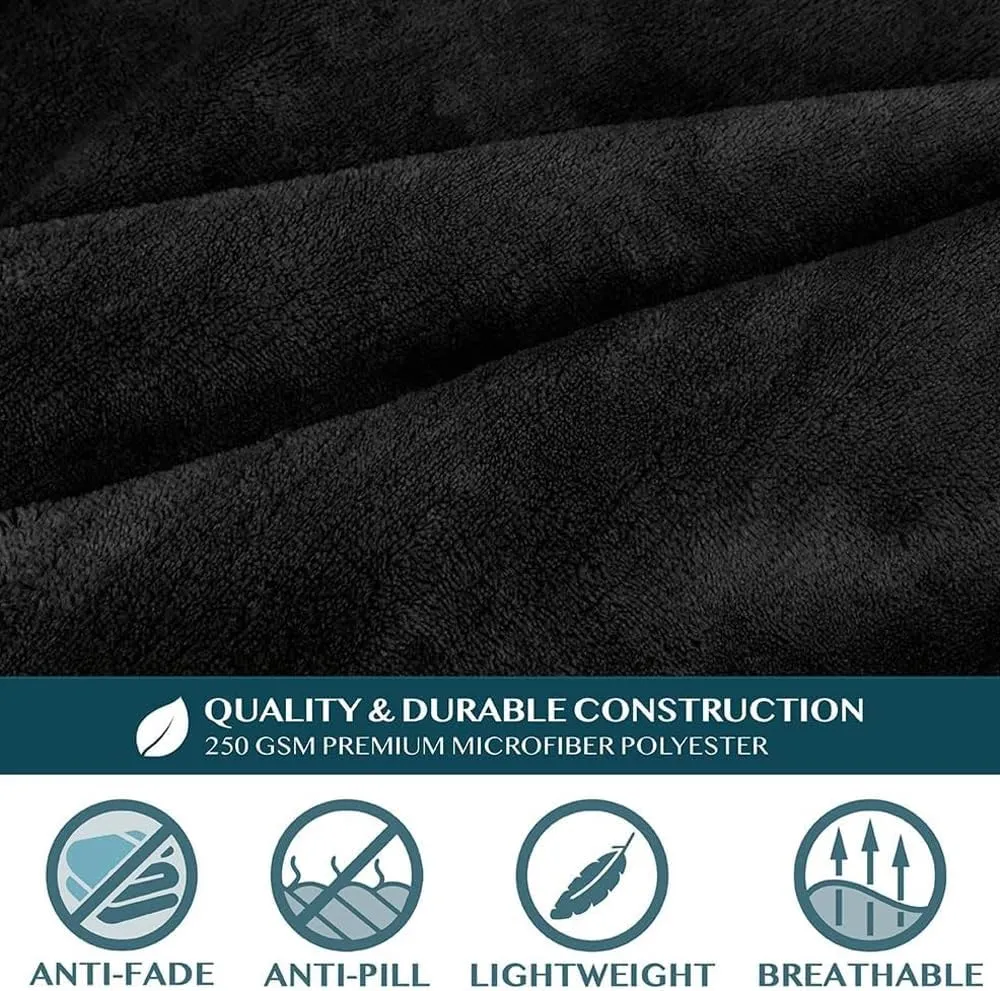 PAVILIA Fleece Blanket with Sleeves for Women Men Adults, Wearable Blanket Warm Soft Plush, Snuggle Pocket Sleeved TV Throw Wrap, Cozy White Elephant Gifts Ideas for Mom Wife, Black