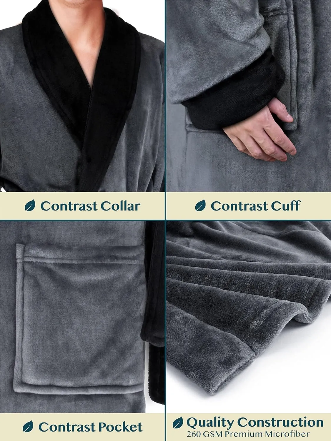 PAVILIA Mens Robe, Soft Robe for Men, Fleece Warm Long Bathrobe for Bath Shower Spa