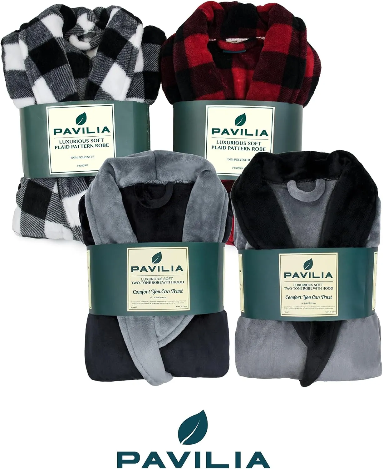 PAVILIA Mens Robe, Soft Robe for Men, Fleece Warm Long Bathrobe for Bath Shower Spa