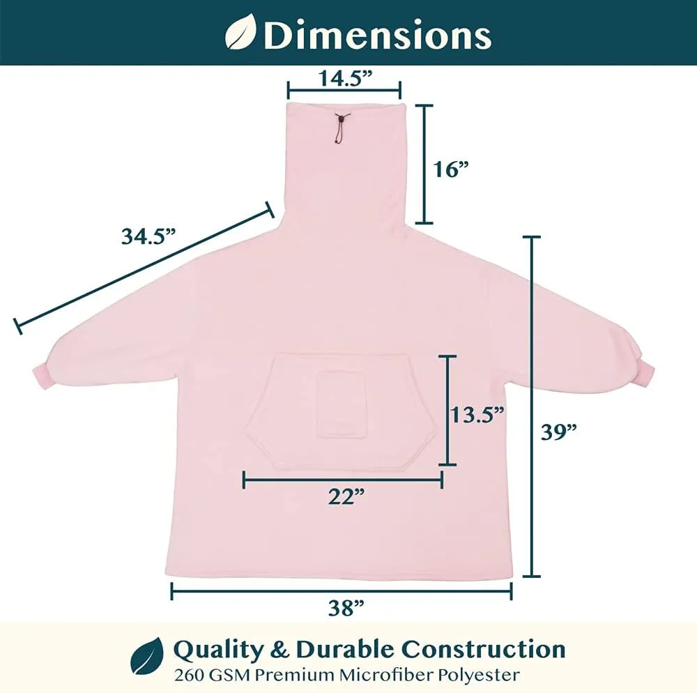 PAVILIA Wearable Blanket Hoodie for Women Men, Oversized Hoodie Sweatshirt Blanket, Hooded Sweater Blanket Neck Warmer, Fleece Soft Hug Sleep Pod Adult, Cozy Warm Plush Gift Ideas for Mom Wife, Pink