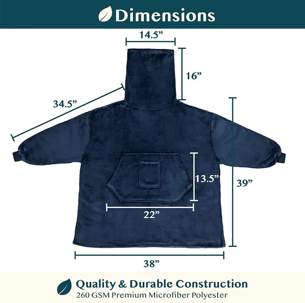 PAVILIA Wearable Blanket Hoodie for Women Men, Oversized Hoodie Sweatshirt Blanket, Hooded Sweater Blanket Neck Warmer, Fleece Soft Hug Sleep Pod Adult, Cozy Warm Plush Gift Ideas Mom Wife, Navy Blue