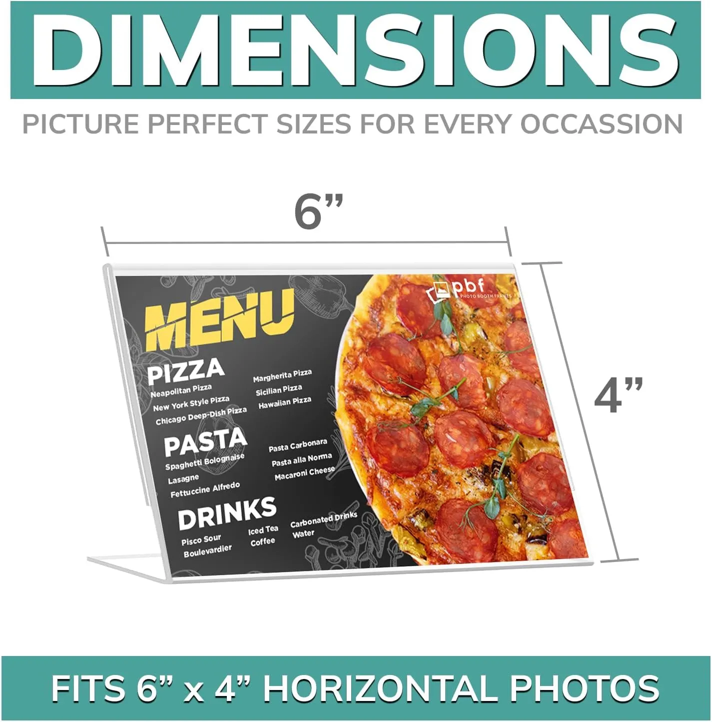 pbf 6x4 Acrylic Sign Holder | 6 x 4 Horizontal Stand Up Slanted Sign Holder | Acrylic Stands for Display | Clear Picture Frame, Menu Table Top Stand, Plastic Flyer Holder (12-Pack)