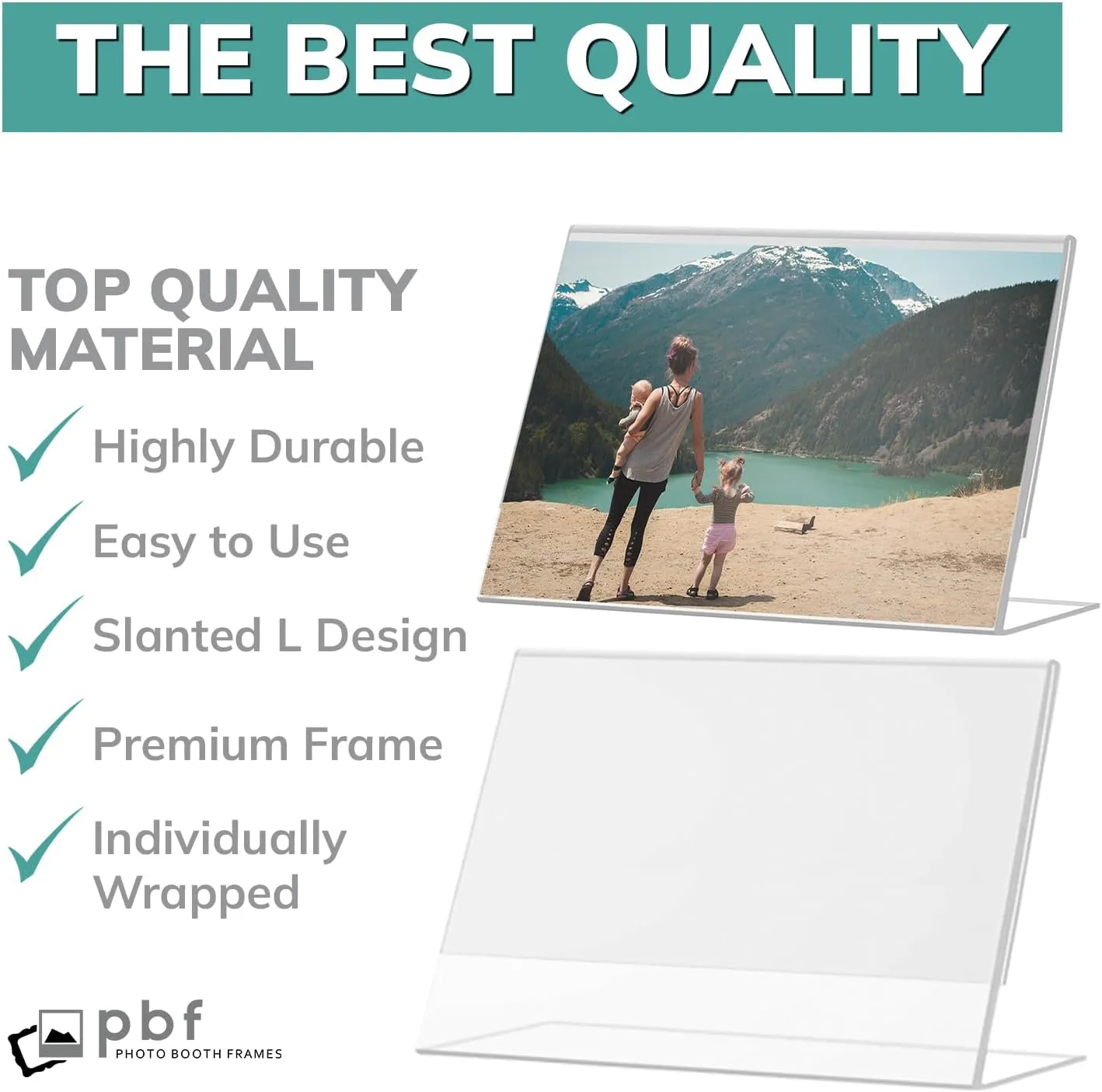 pbf 7x5 Acrylic Sign Holder | 7 x 5 Horizontal Stand Up Slanted Sign Holder | Acrylic Stands for Display | Clear Picture Frame, Menu Table Top Stand, Plastic Flyer Holder (12-Pack)