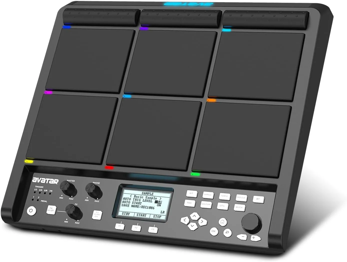 PD708 Sample Pad Percussion and Sampling Instrument With 9 Drum Pads for Live Performance, 1000  Built-in Sounds, 32 GB Storage, Onboard FX, Customizable LEDs