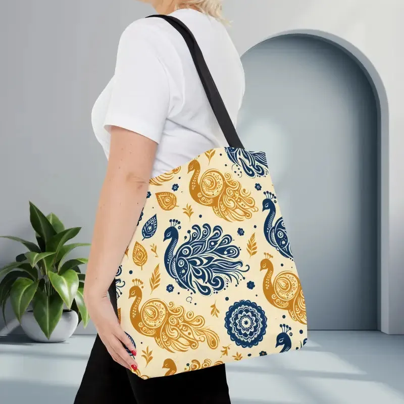 Peacock Style Tote with Cotton Webbing Straps Storage