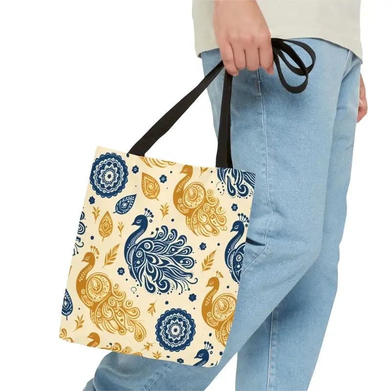 Peacock Style Tote with Cotton Webbing Straps Storage