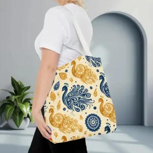 Peacock Style Tote with Cotton Webbing Straps Storage