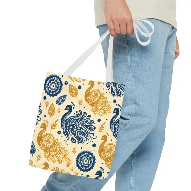 Peacock Style Tote with Cotton Webbing Straps Storage