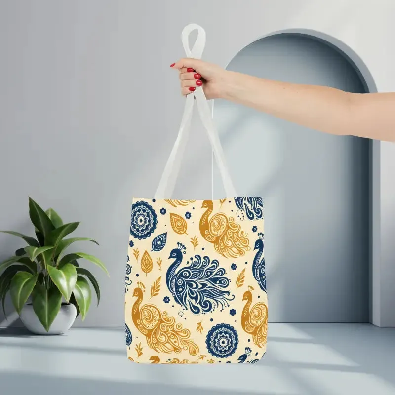 Peacock Style Tote with Cotton Webbing Straps Storage