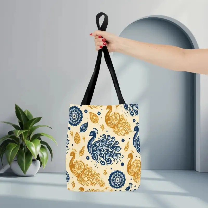 Peacock Style Tote with Cotton Webbing Straps Storage