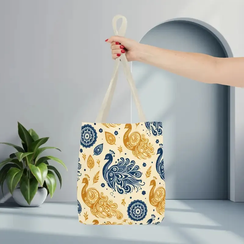 Peacock Style Tote with Cotton Webbing Straps Storage