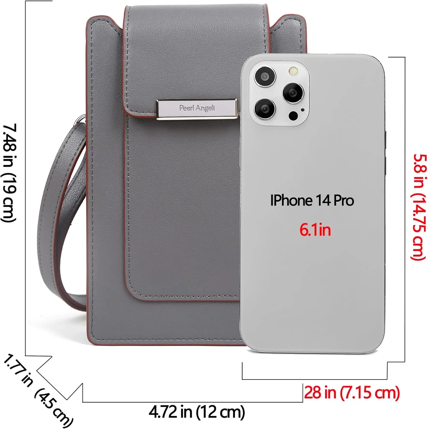 Pearl Angeli Small Crossbody Bag for Women RFID Phone Purse with Adjustable Shoulder Strap
