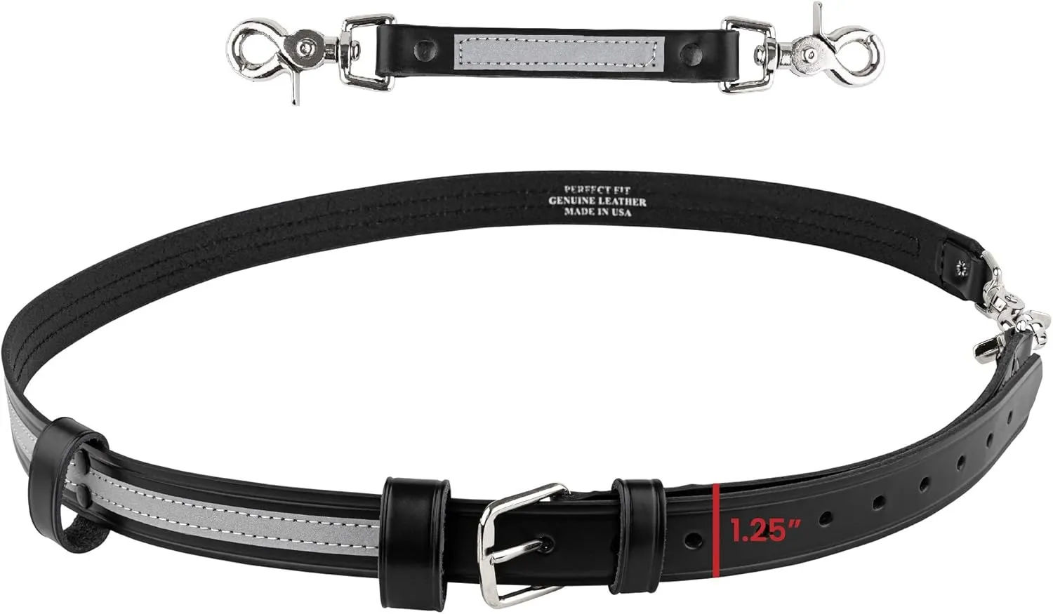 Perfect Fit Firefighter Leather Reflective Bundle- Radio Strap and Anti-Sway Holder Combo Kit
