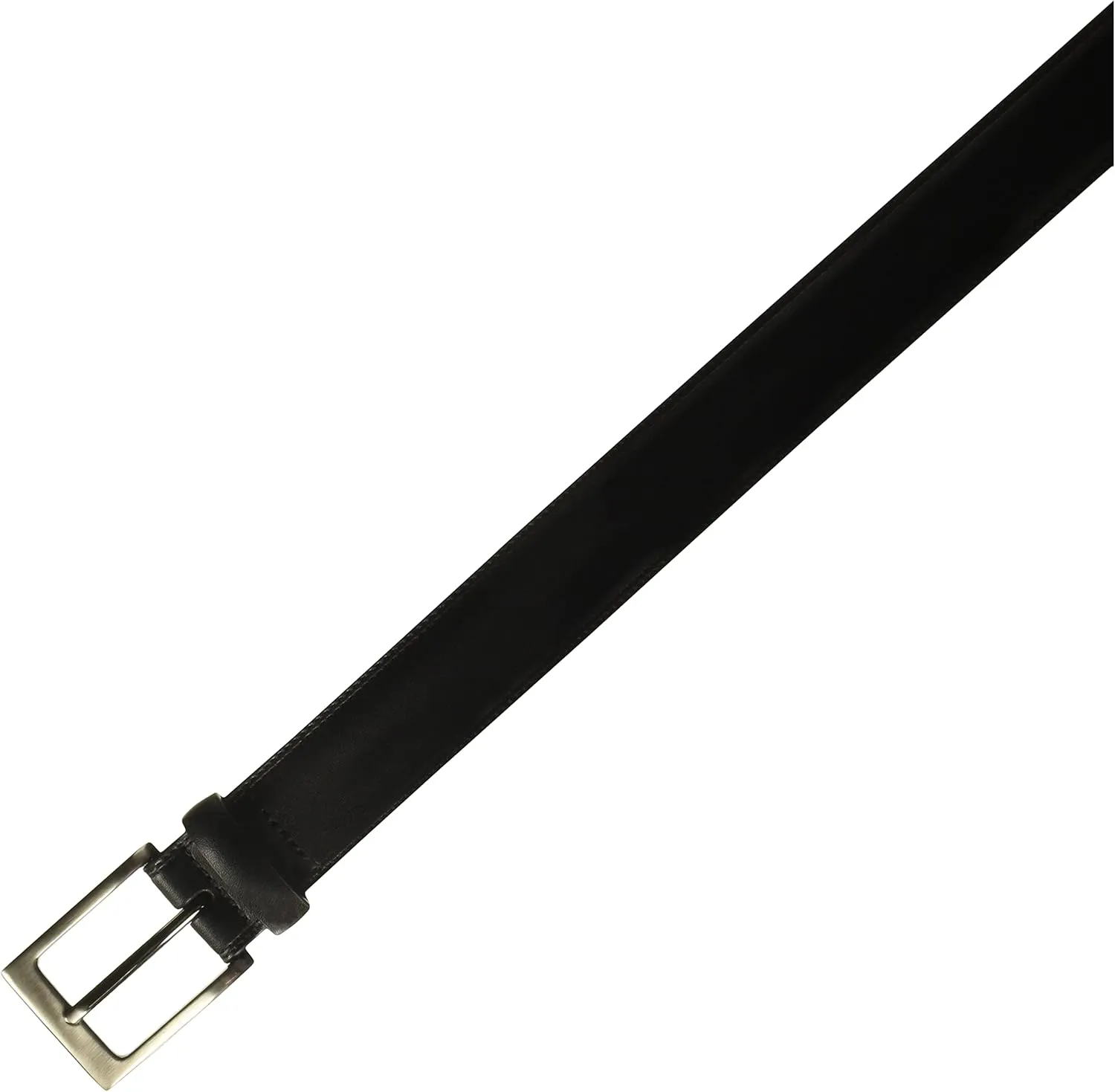 Perry Ellis Men's Timothy Leather Belt with Stitched Edges, Silver Prong Buckle, 1.5" Width (Available in Big & Tall)