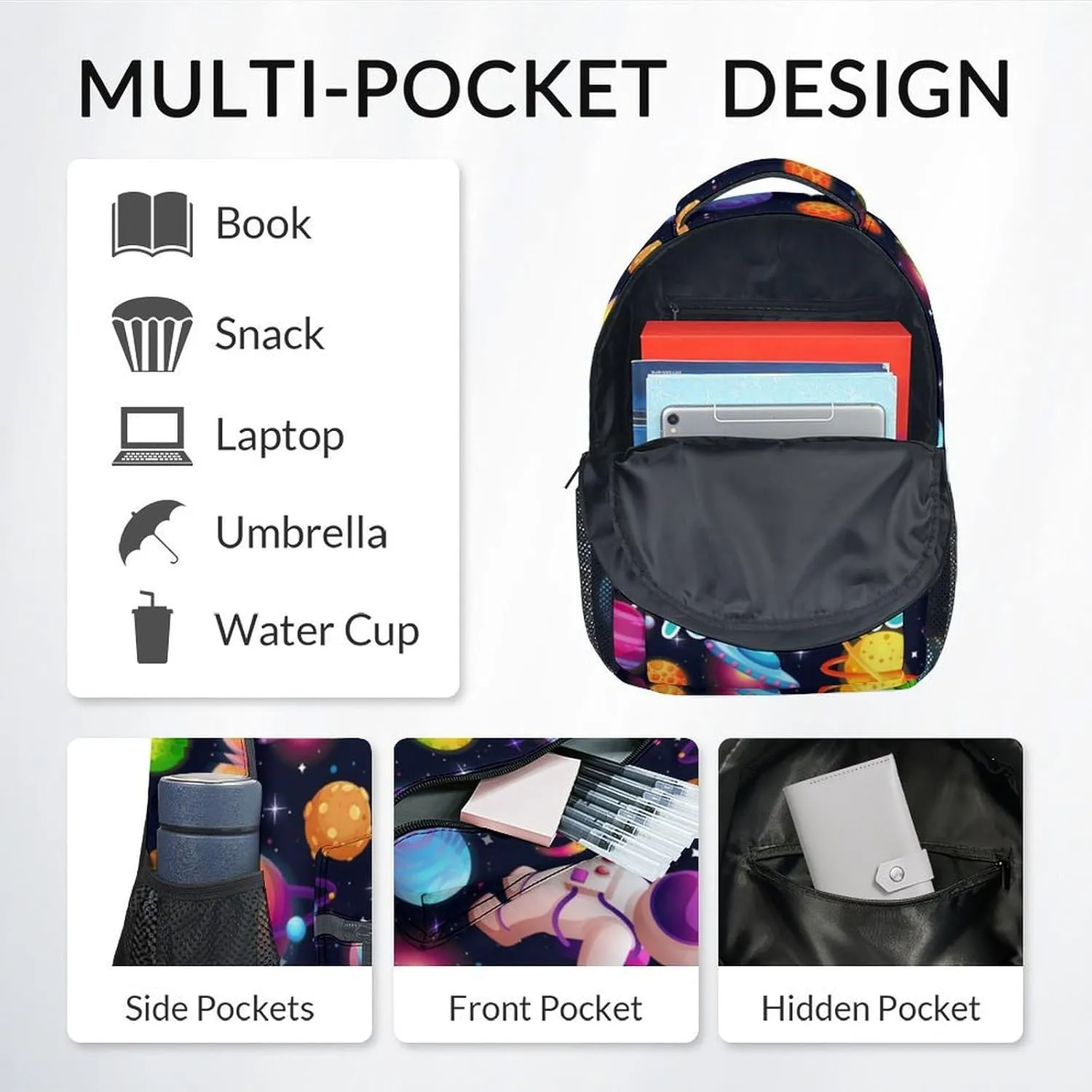 Personalized Boys Backpack with Lunch Box Combo, Planet Backpack Kids Bookbag for Primary Elementary School, Cute, Colorful, Adjustable Straps, Durable School Bag with Pencil Cases