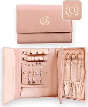 Personalized Initial Travel Jewelry Case - Monogram Custom Organizer Box for Women, Bridesmaid, Mom Birthday Gifts