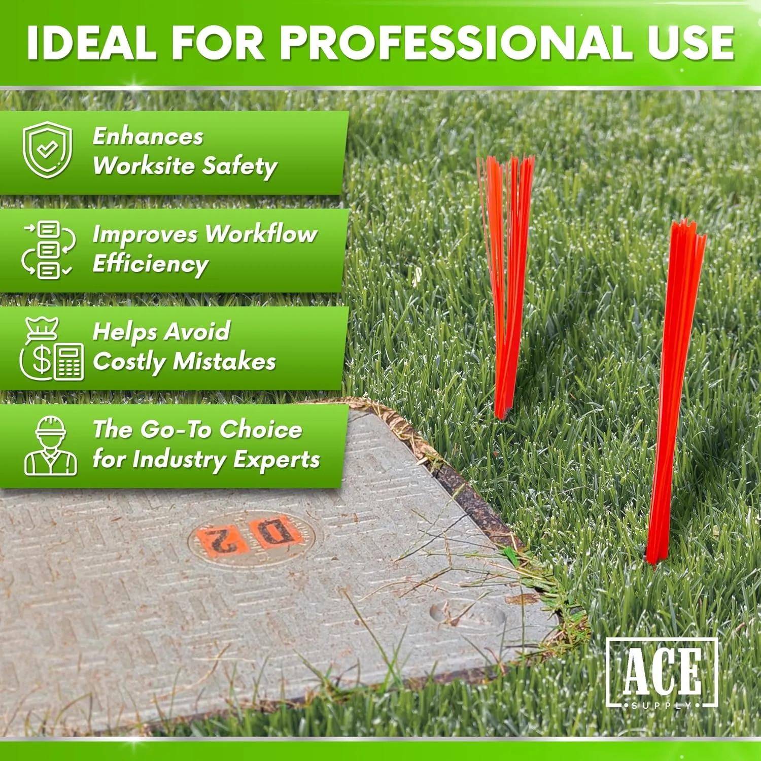 Pink Marking Whiskers with Stakes - Pack of 100 - Durable Marking Whisker Set - Use Survey Whiskers As Ground Markers, Construction Markers, Or Trail Markers