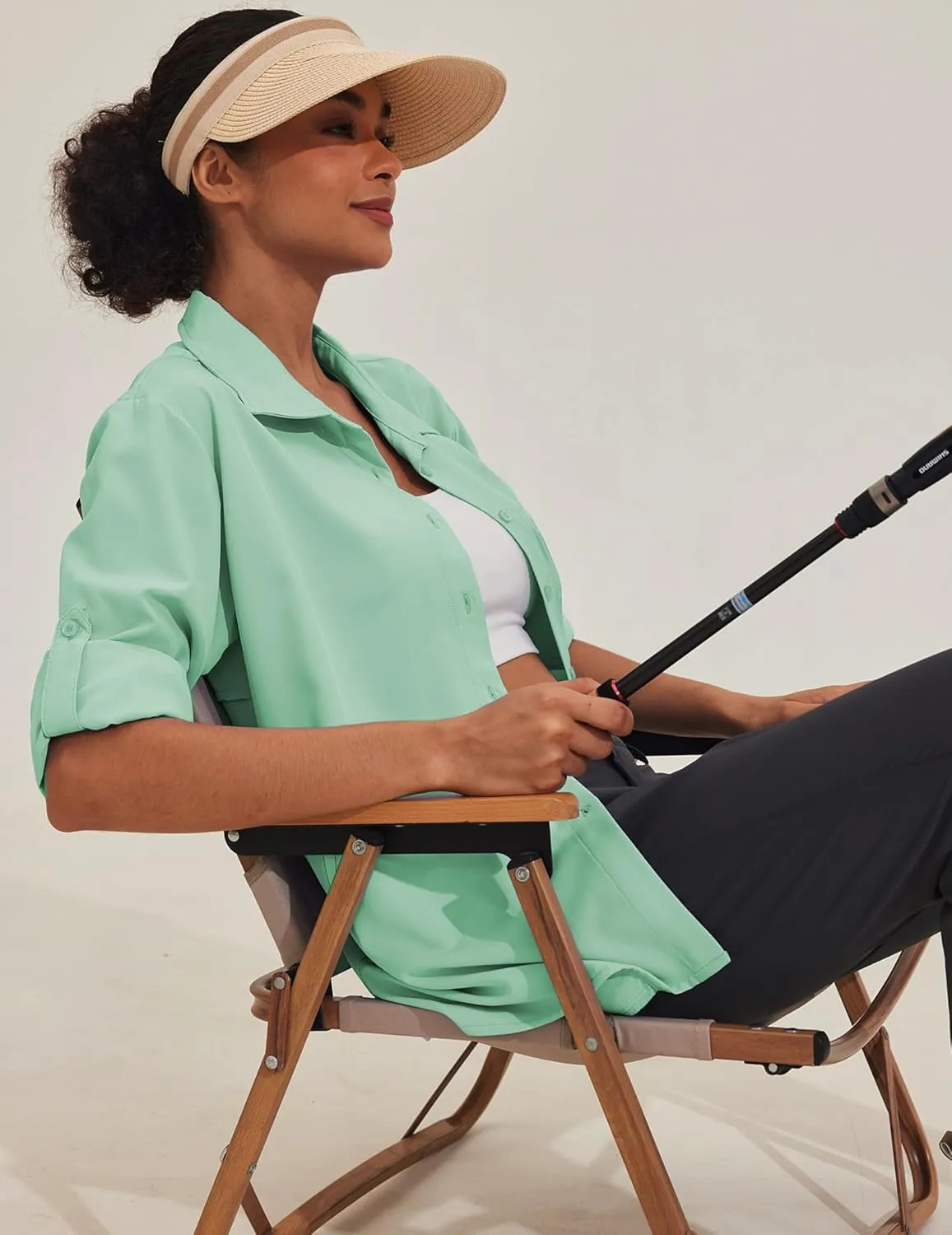 PINSPARK Womens UPF 50  UV Sun Protection Shirts Long Sleeve Outdoor Fishing Blouse Quick Dry Safari Hiking Tops with Pockets