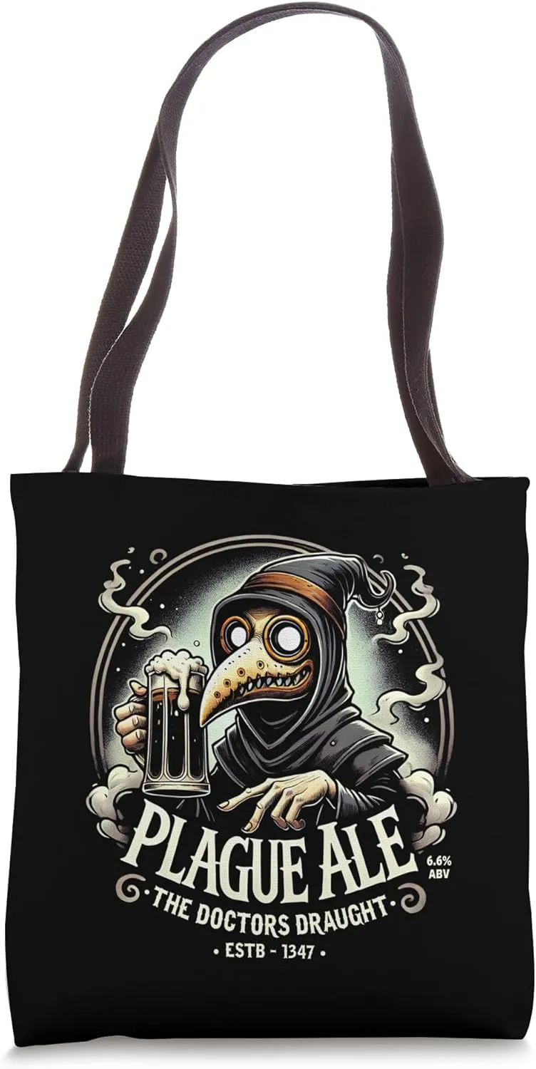 Plague Ale Beer Brand Parody - Funny Plague Doctor Tote Bag