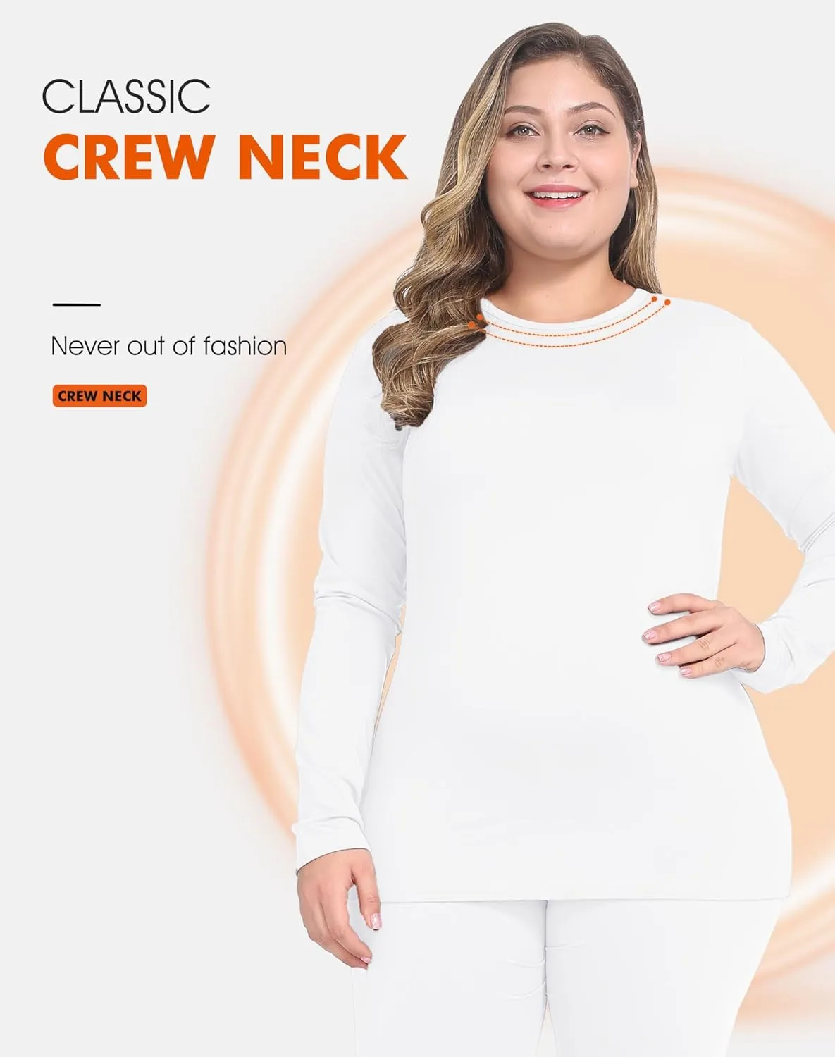 Plus Size Thermal Top for Women Long Sleeve Thermal Shirt Fleece Lined Long Johns Base Layer