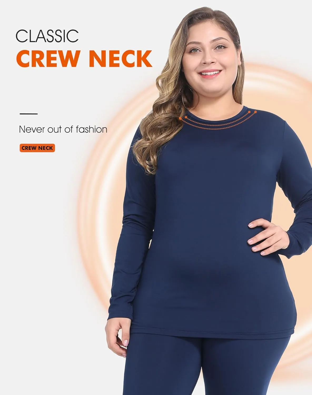 Plus Size Thermal Top for Women Long Sleeve Thermal Shirt Fleece Lined Long Johns Base Layer