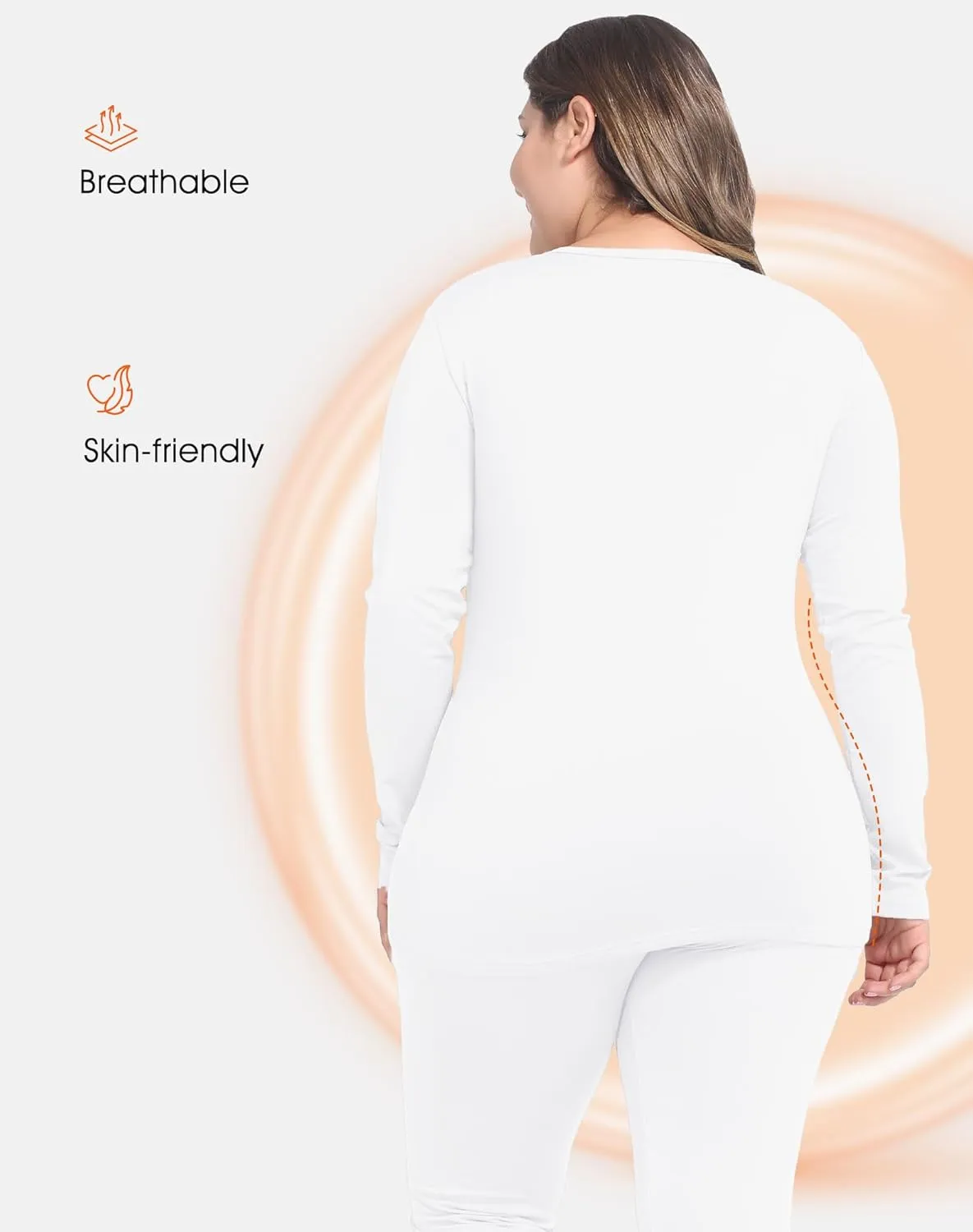 Plus Size Thermal Top for Women Long Sleeve Thermal Shirt Fleece Lined Long Johns Base Layer