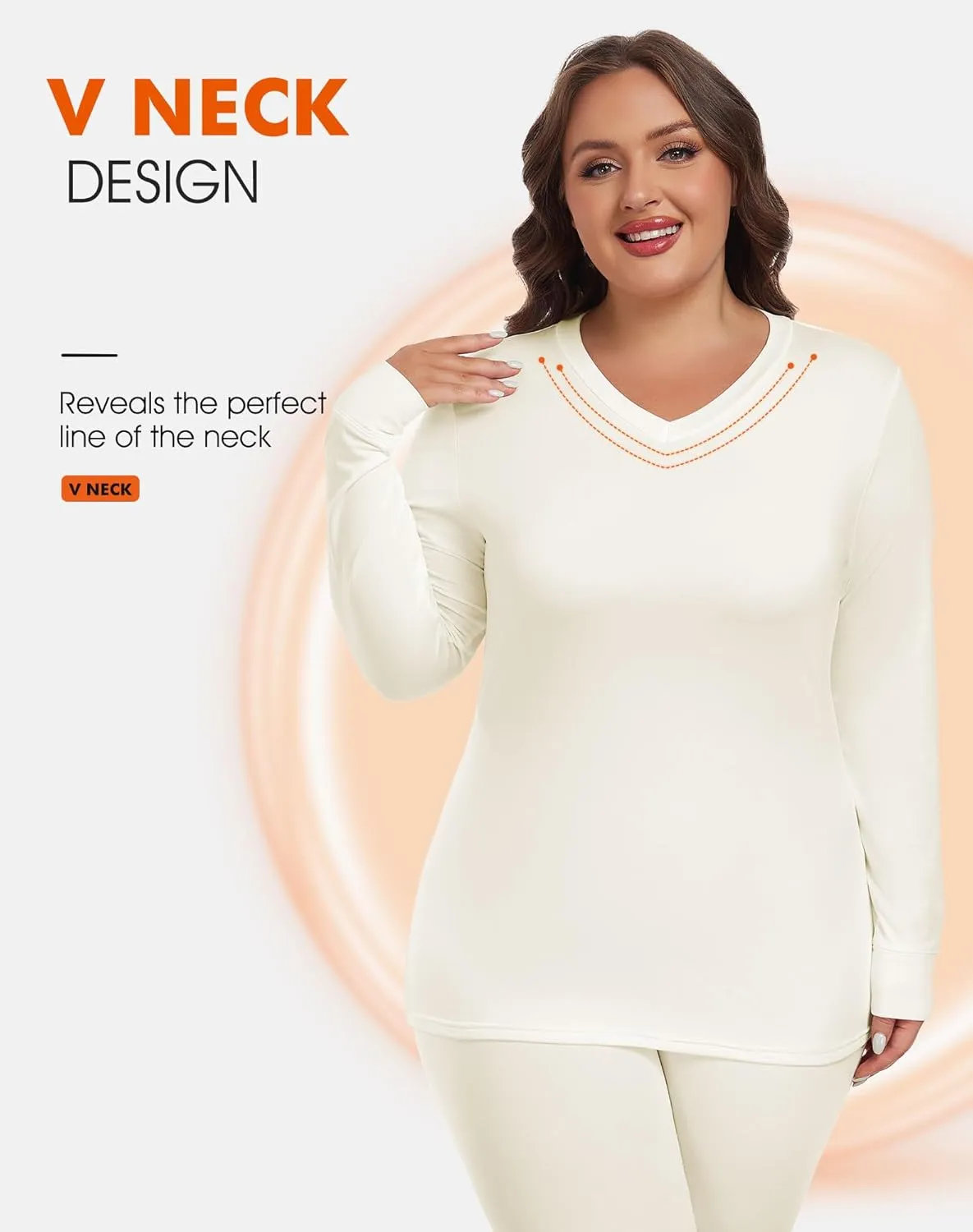 Plus Size Thermal Top for Women Long Sleeve Thermal Shirt Fleece Lined Long Johns Base Layer