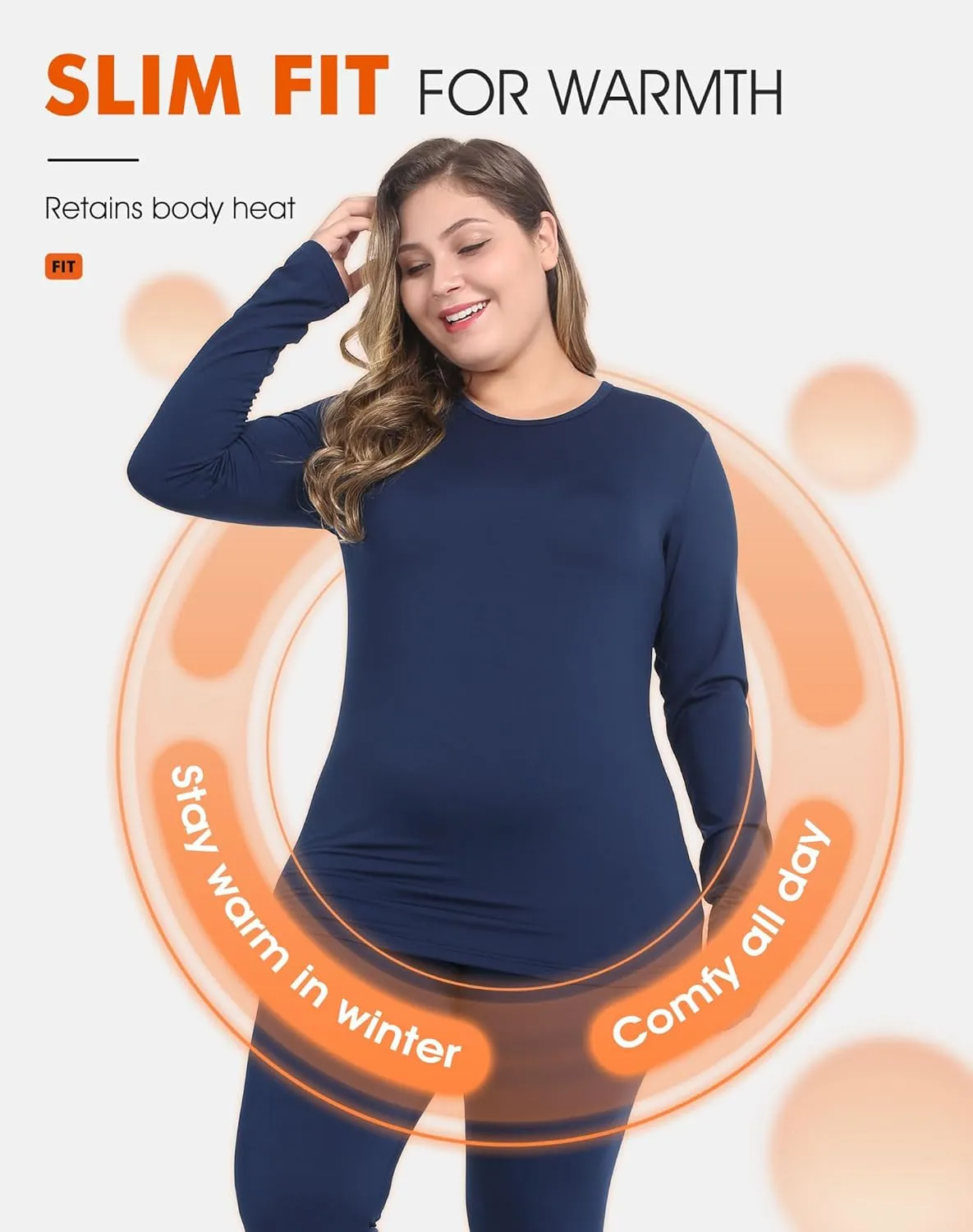 Plus Size Thermal Top for Women Long Sleeve Thermal Shirt Fleece Lined Long Johns Base Layer