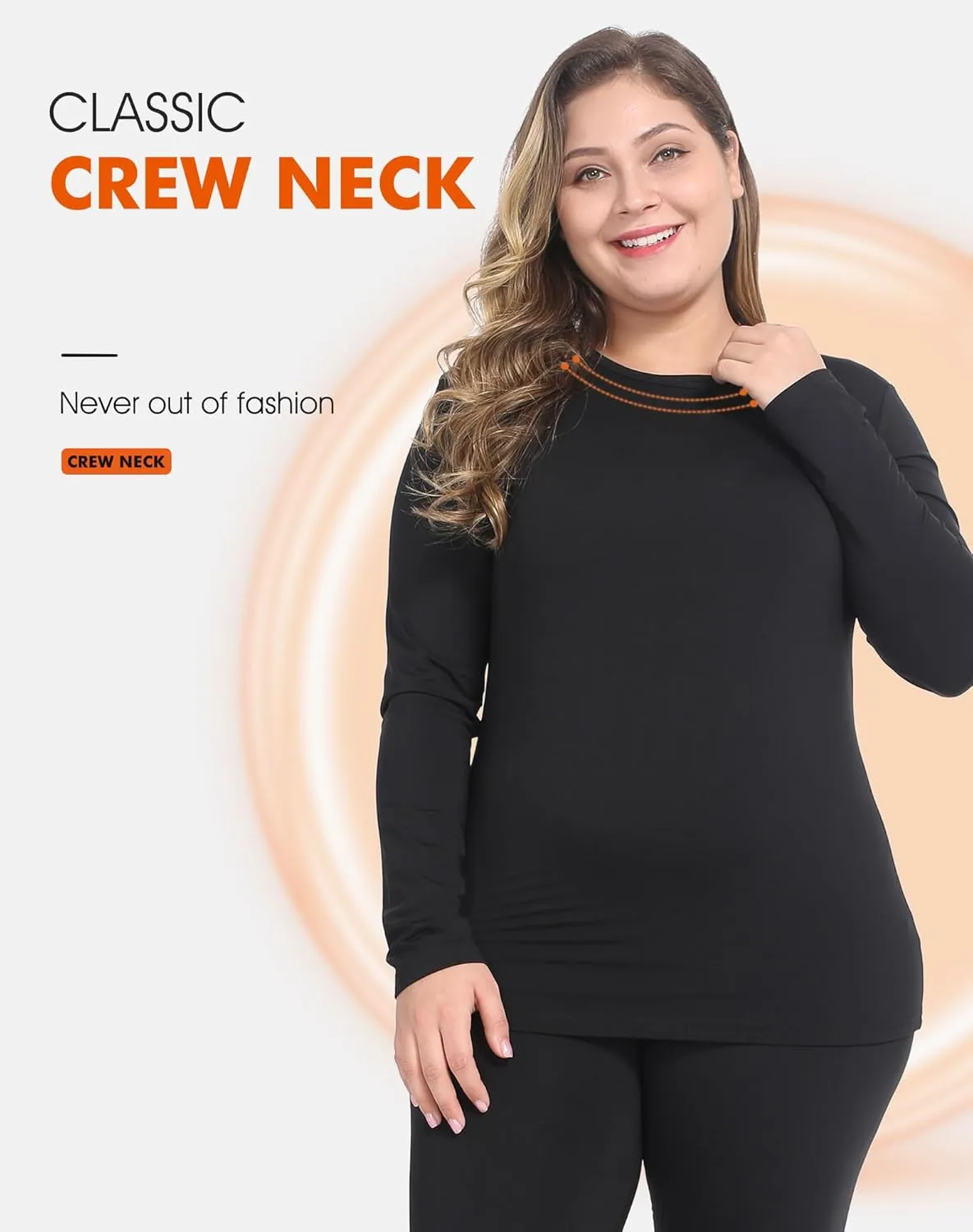 Plus Size Thermal Top for Women Long Sleeve Thermal Shirt Fleece Lined Long Johns Base Layer
