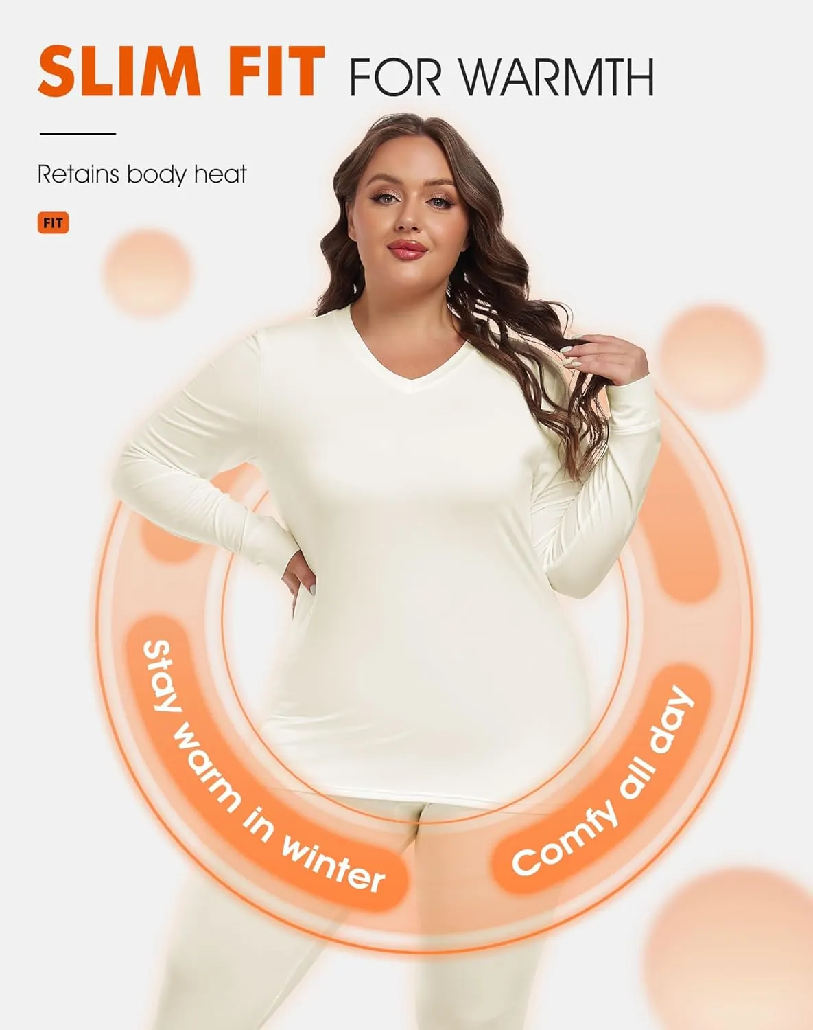 Plus Size Thermal Top for Women Long Sleeve Thermal Shirt Fleece Lined Long Johns Base Layer